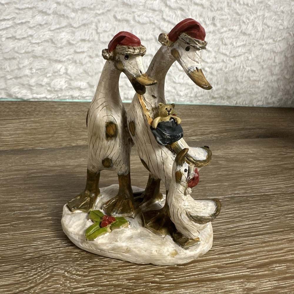 Vintage Tii Collections Folk Art Holiday Christmas Duck Tree Santa Hat Figure